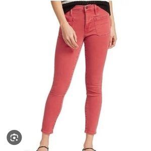FRAME Le Bardot Skinny Ankle Jeans Women’s Size 26 Cherry Red Stretch Denim